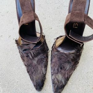 Gucci Brown Feathered Heels
